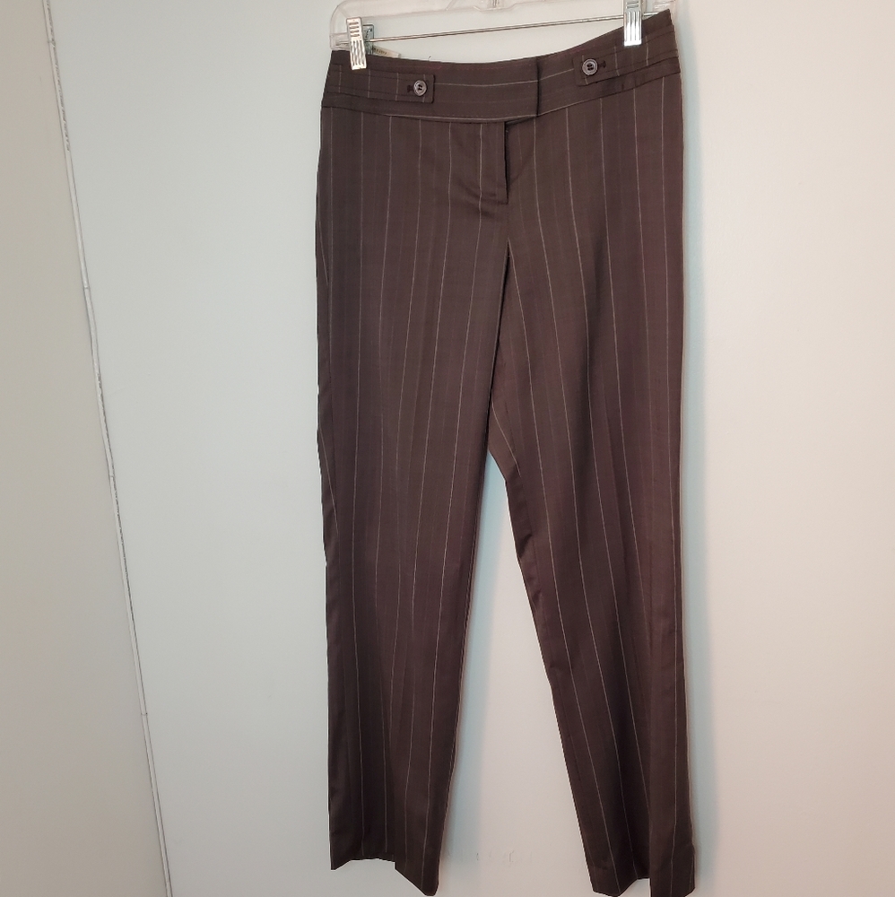 Karen Millen Brown Striped Wool Pants 4